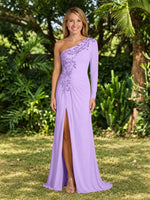 One-Shoulder Mother of the Bride Dress with Appliques