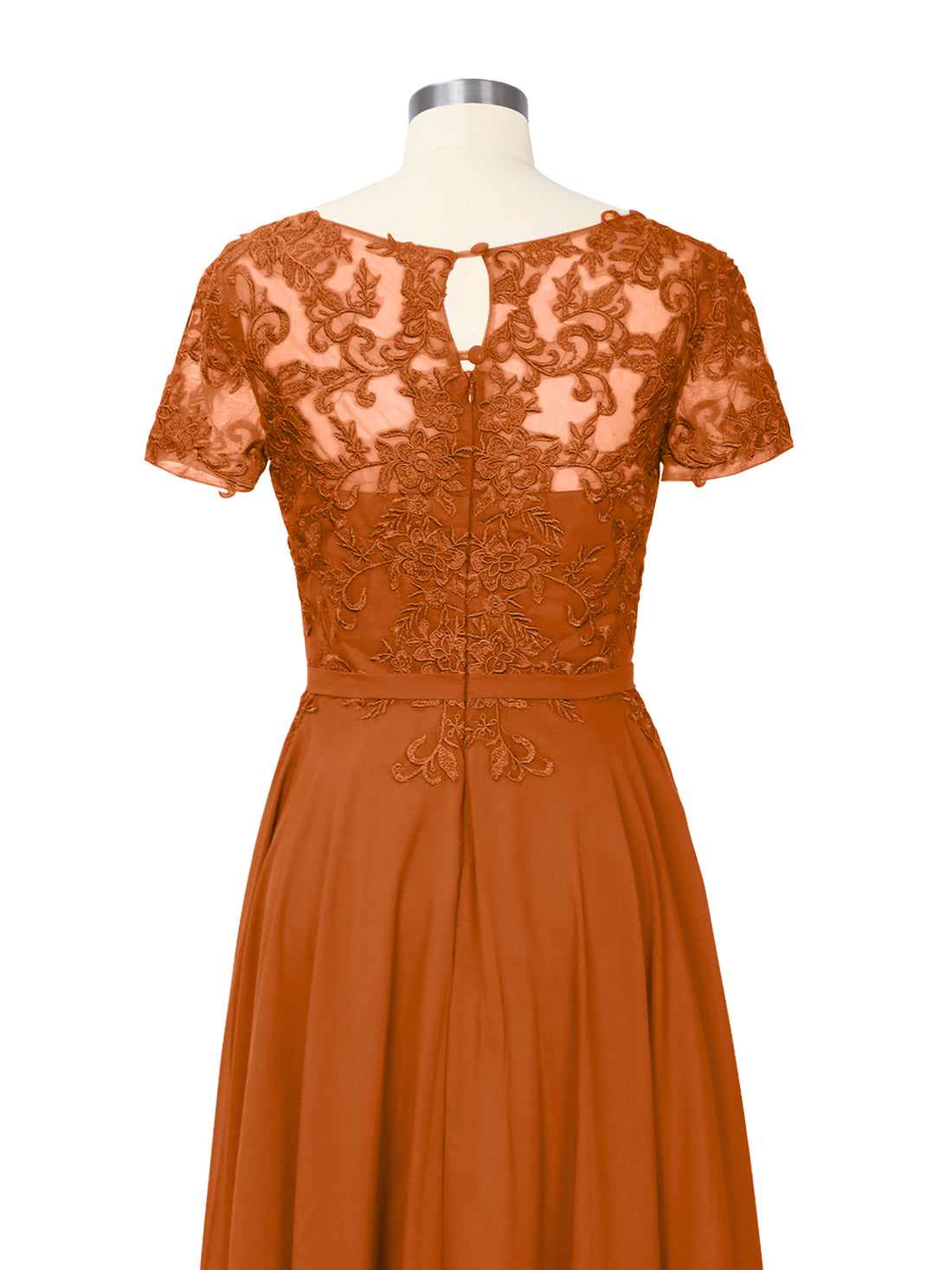 Illusion Applique Chiffon Dress 