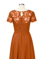 Illusion Applique Chiffon Dress 