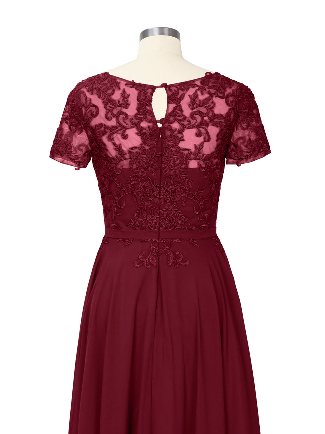 Illusion Applique Chiffon Dress 