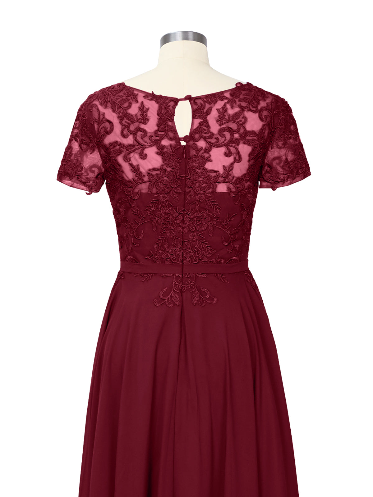 Illusion Applique Chiffon Dress 