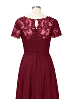 Illusion Applique Chiffon Dress 