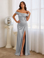 Off-the-Shoulder Prom Dress with Ruched Bodice 