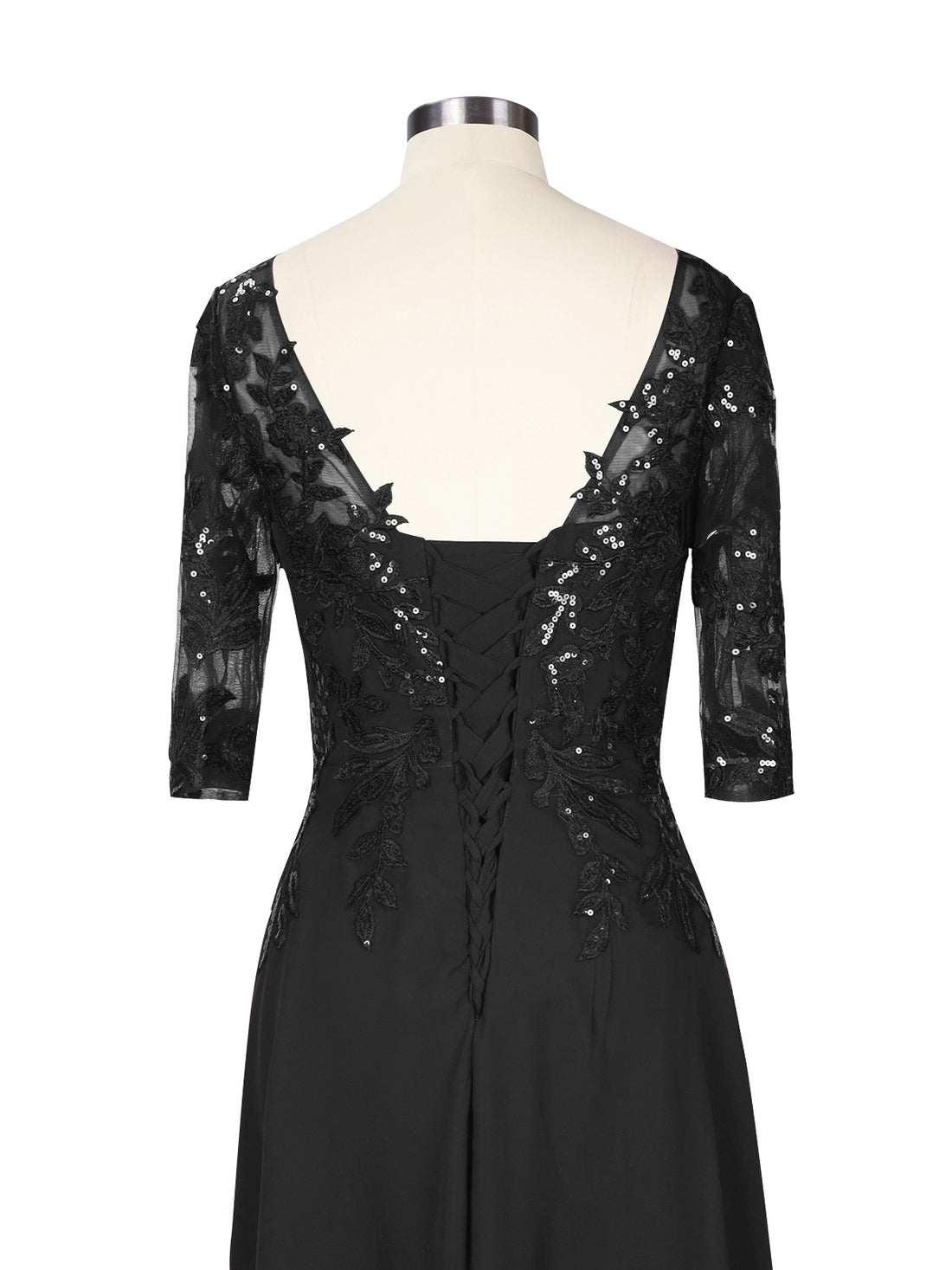 Applique V-Neck Chiffon Dress 