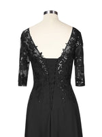 Applique V-Neck Chiffon Dress 