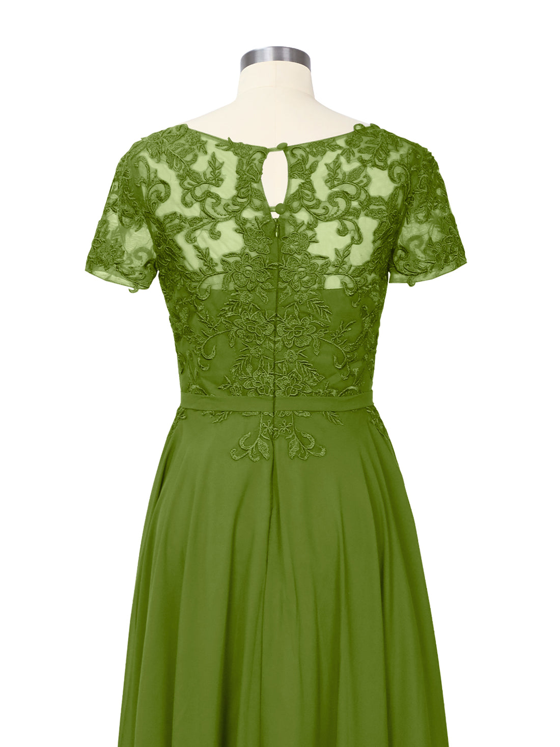 Illusion Applique Chiffon Dress 