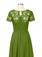 Illusion Applique Chiffon Dress 
