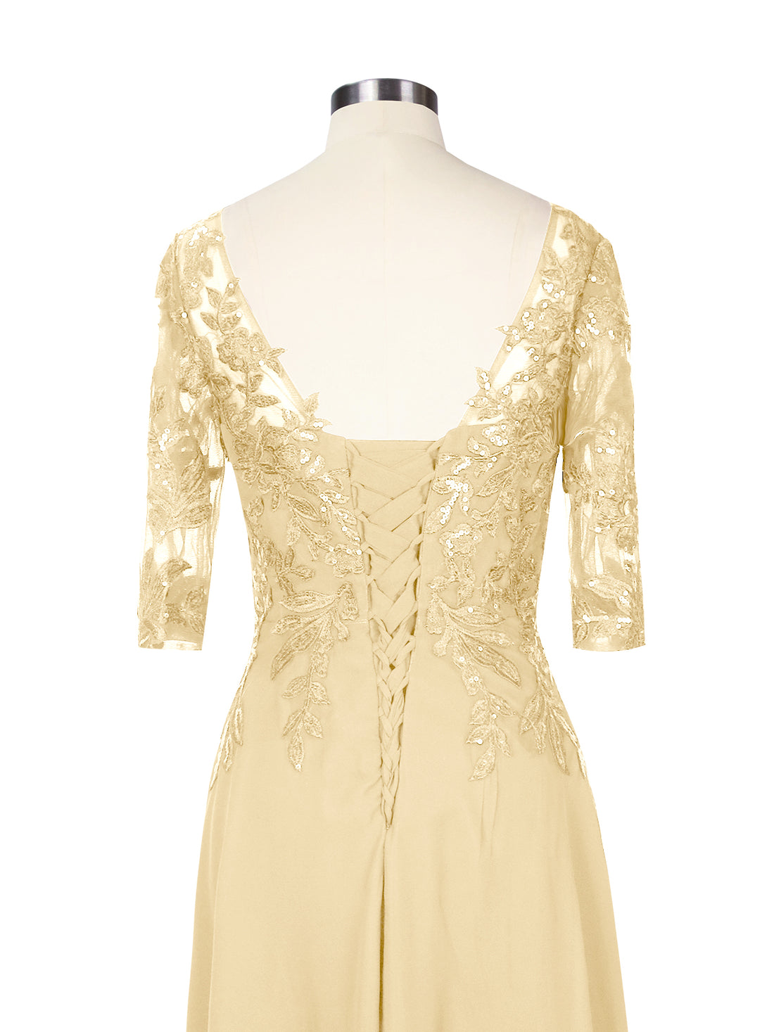 Applique V-Neck Chiffon Dress 