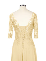 Applique V-Neck Chiffon Dress 