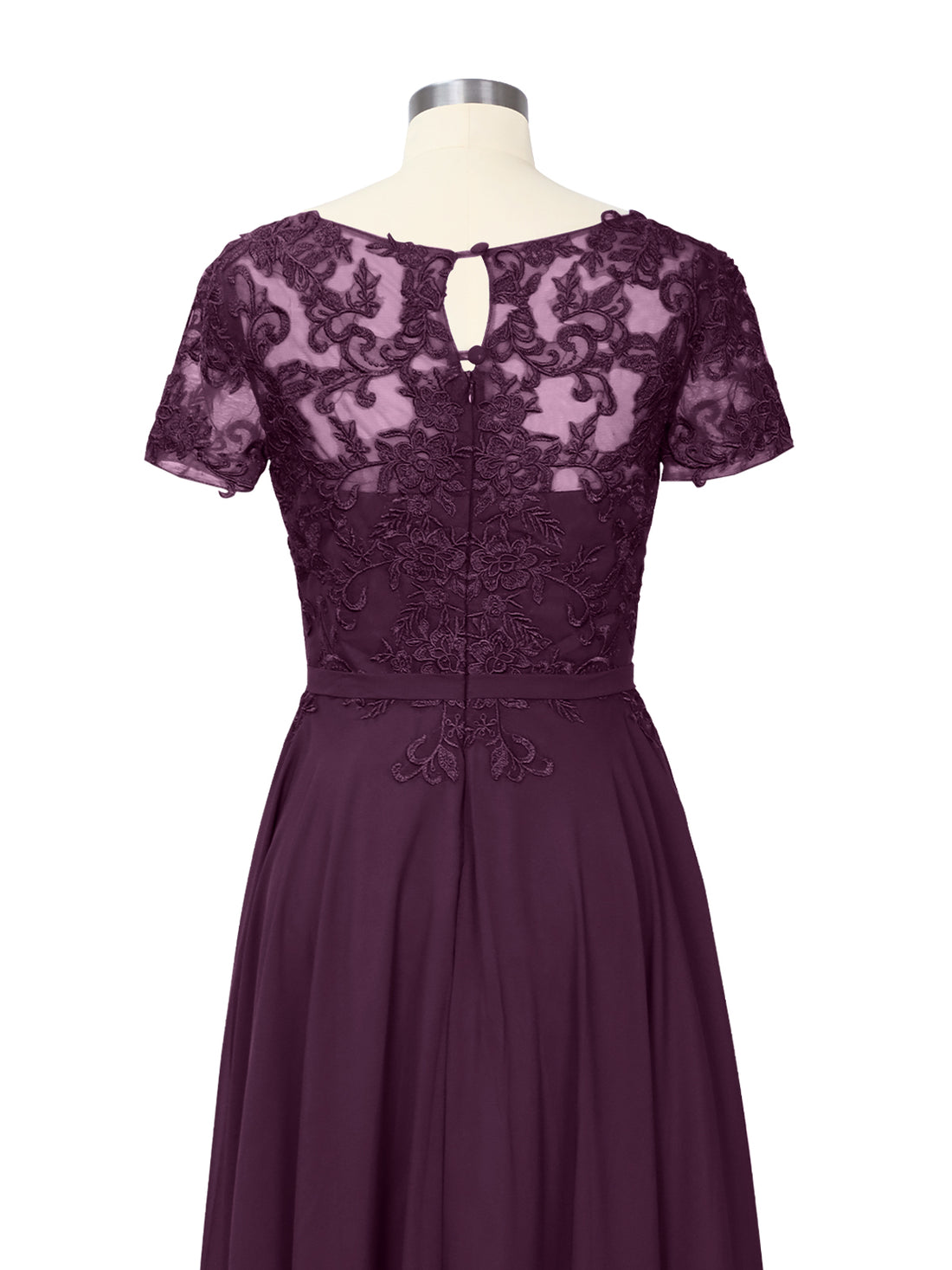Illusion Applique Chiffon Dress 