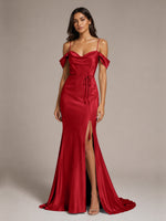 Mermaid Bridesmaid Dress with Tie Waist Sash