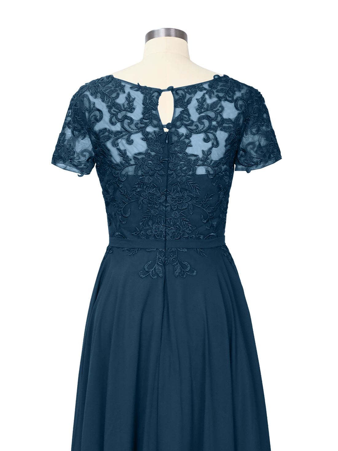 Illusion Applique Chiffon Dress 