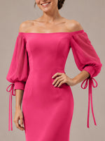Mermaid Bridesmaid Dress with Puff Sleeves