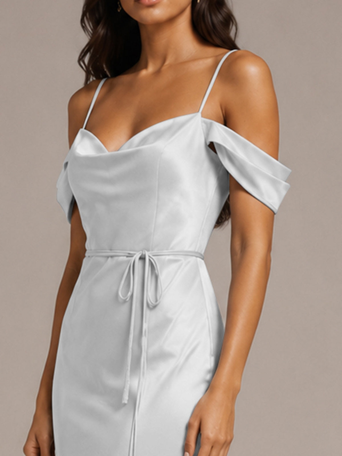 Mermaid Bridesmaid Dress with Tie Waist Sash