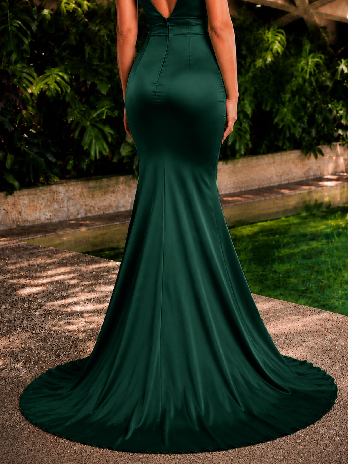 Mermaid Prom Dress with Deep V-neck