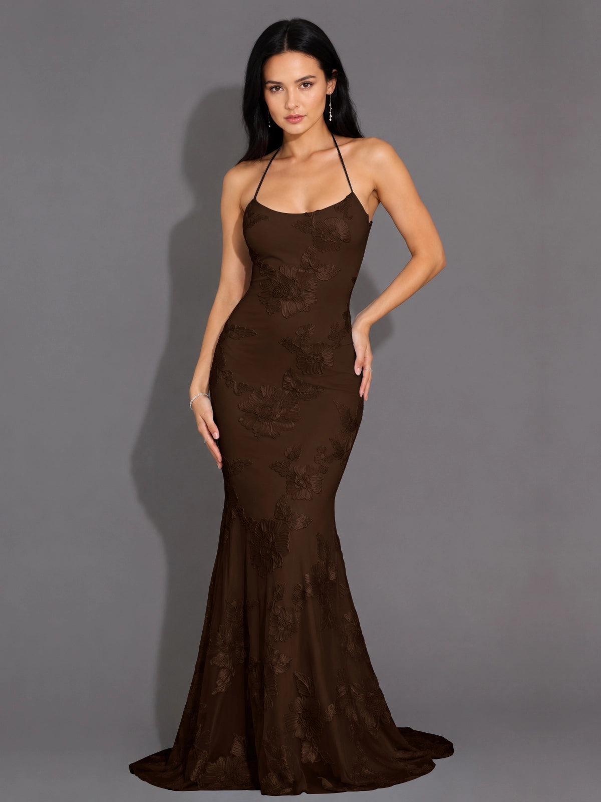 Corded Lace Prom Dress with Sweep Train 