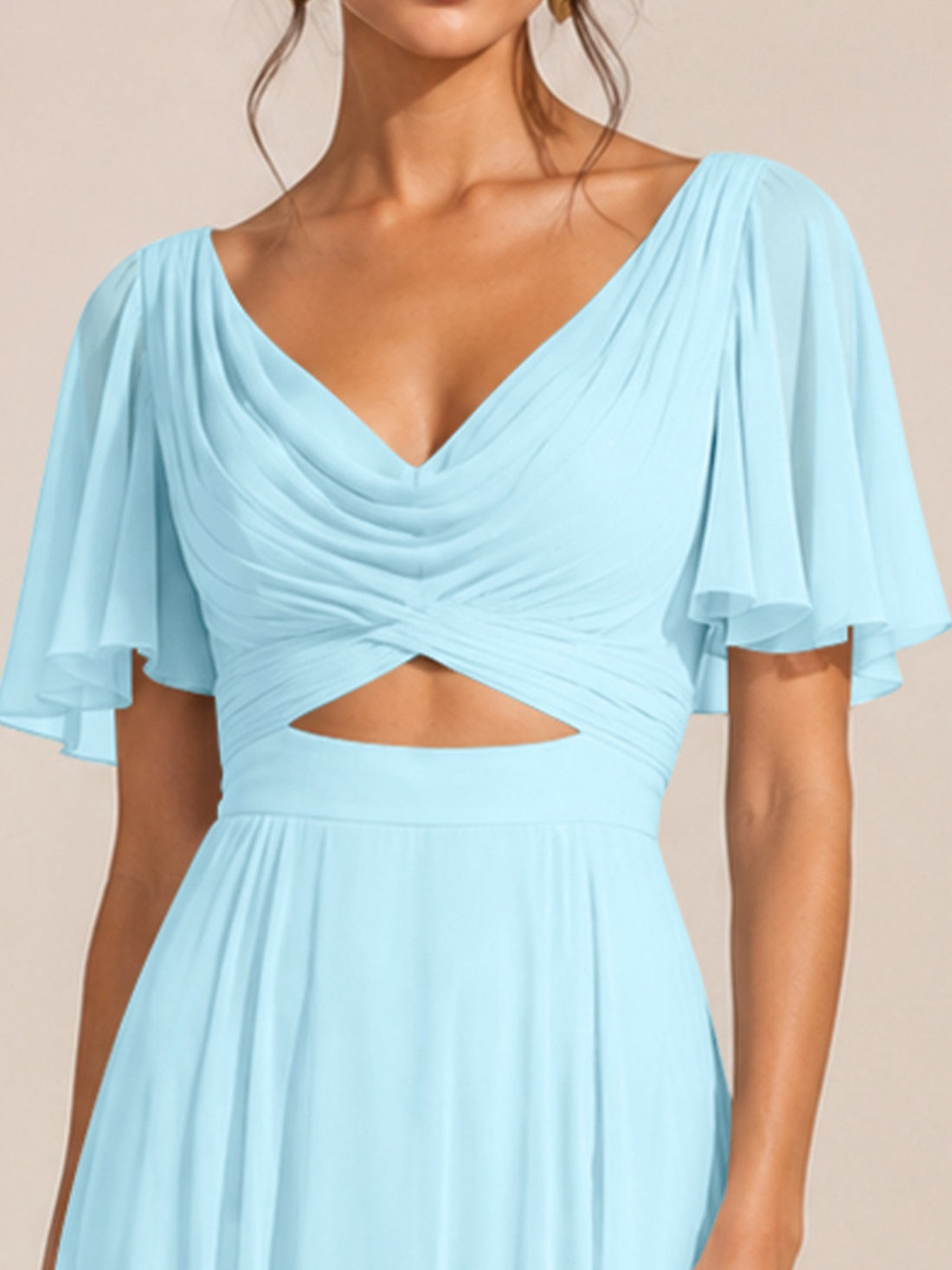 Cowl Neck Bridesmaid Dress with Cut-Out Detail