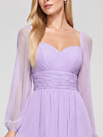 Elegant A-line Bridesmaid Dress with Long Sleeves