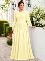 Chiffon Mother of the Bride Dress with Jewel Neckline-Plus Size 