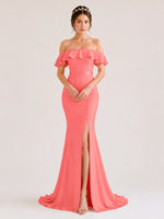 Mermaid Bridesmaid Dress with Ruffle Design 