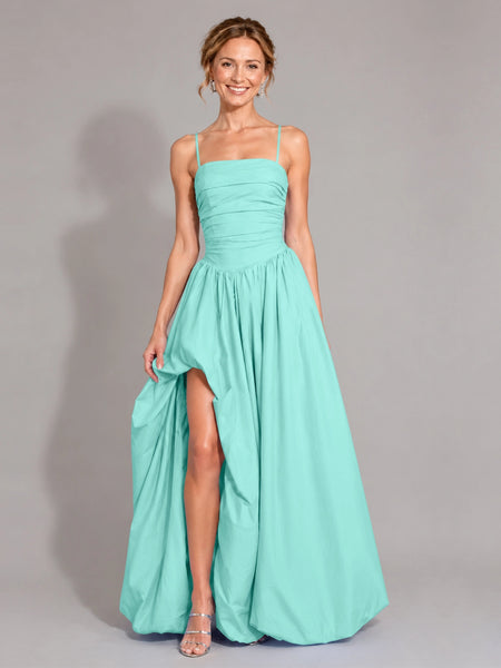 Iridescent Taffeta Prom Dress with High Slit 