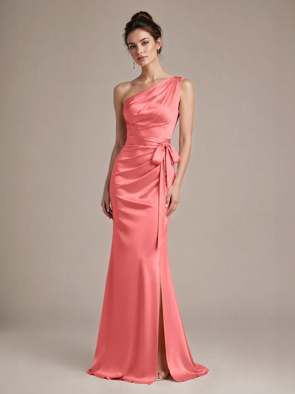 One-Shoulder Bridesmaid Dress with Sash