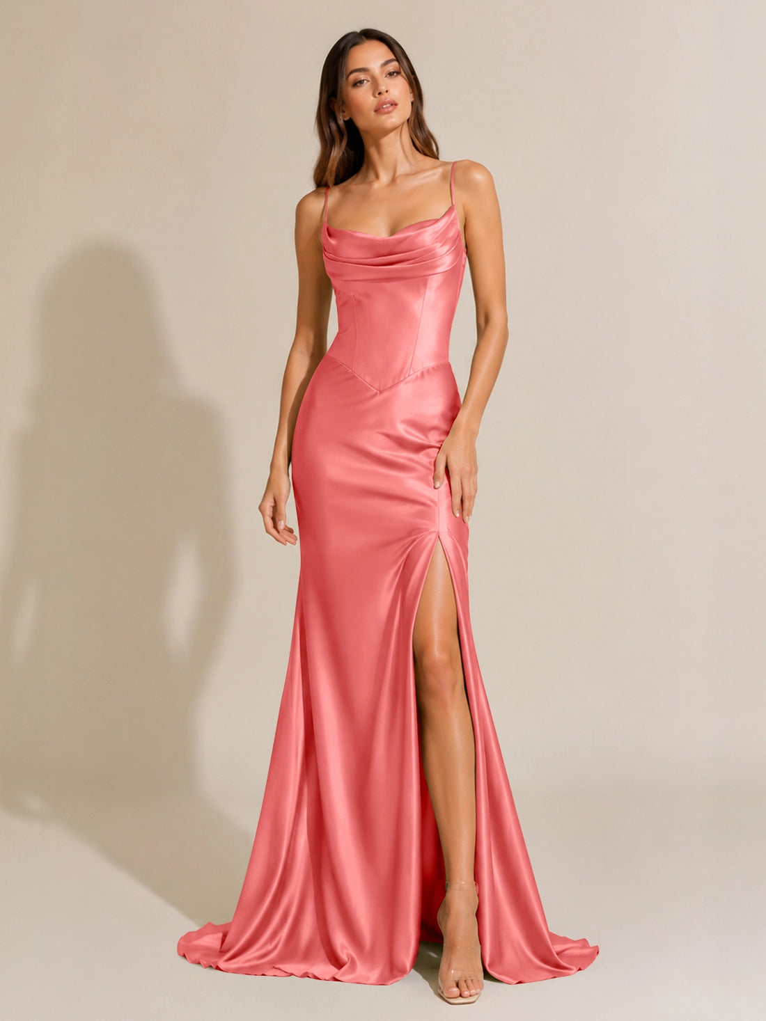 Sheath Bridesmaid Dress with High Slit 