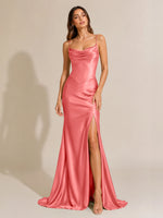 Sheath Bridesmaid Dress with High Slit 
