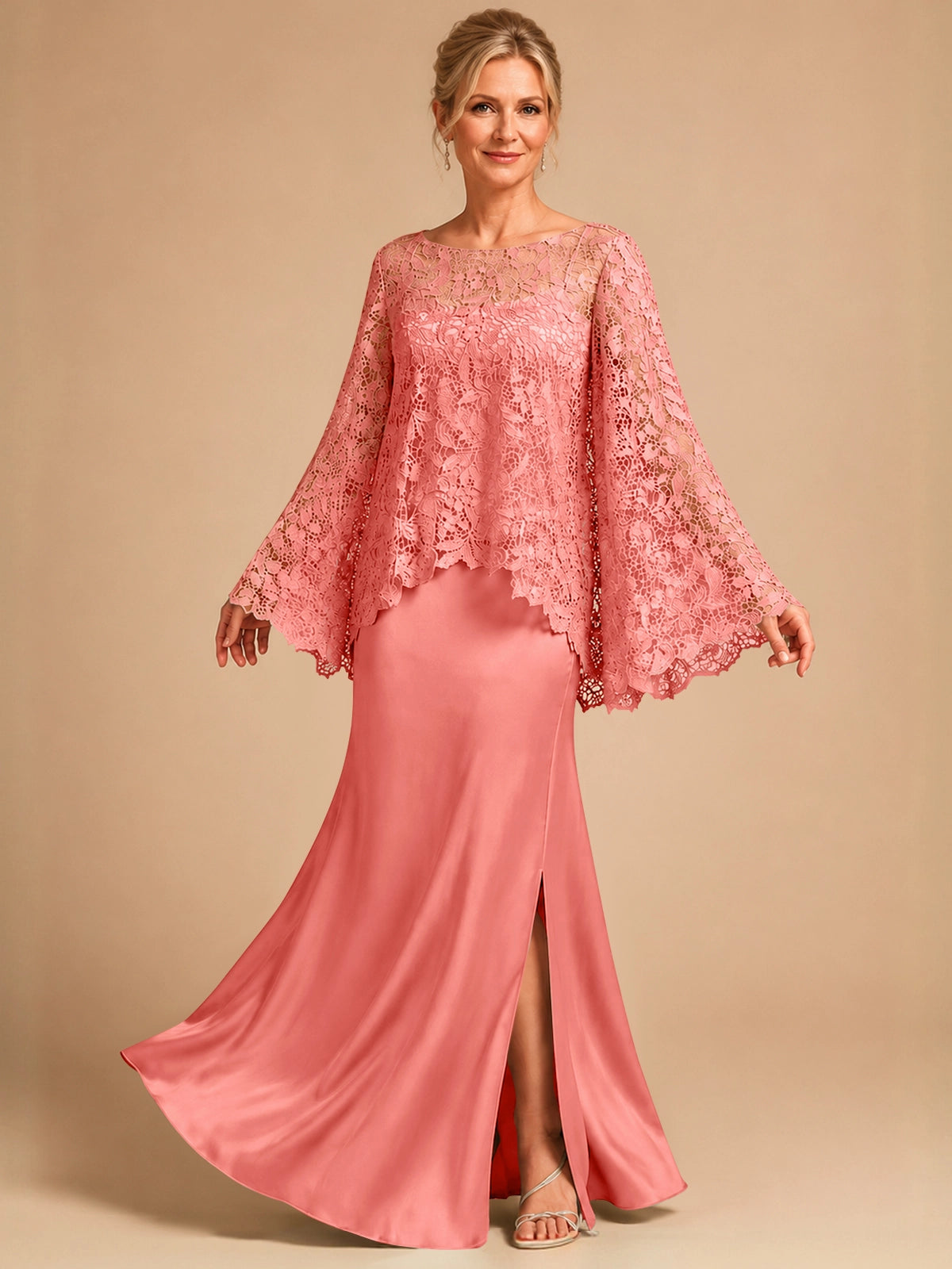 Two-piece Mother of the Bride Dress with Lace Top 
