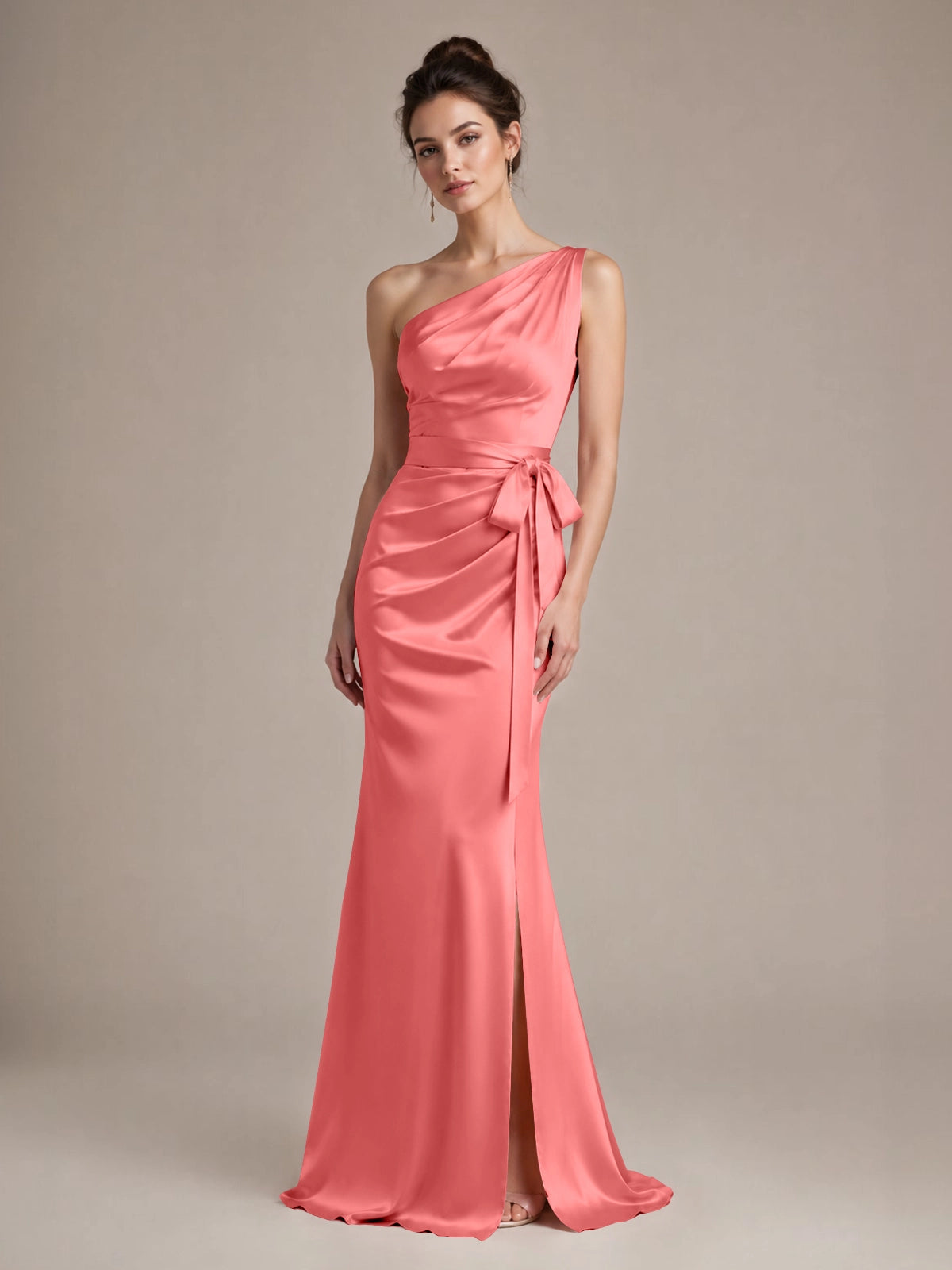 One-Shoulder Bridesmaid Dress with Sash