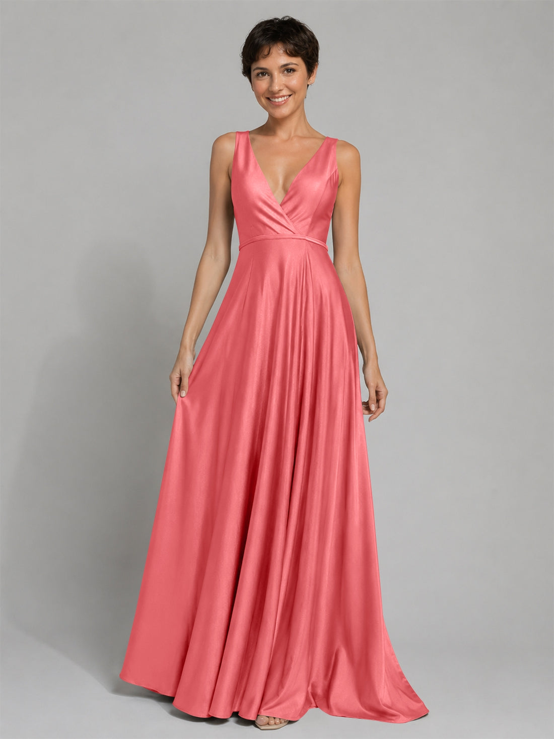 A-line Bridesmaid Dress with Cross-Over Bodice