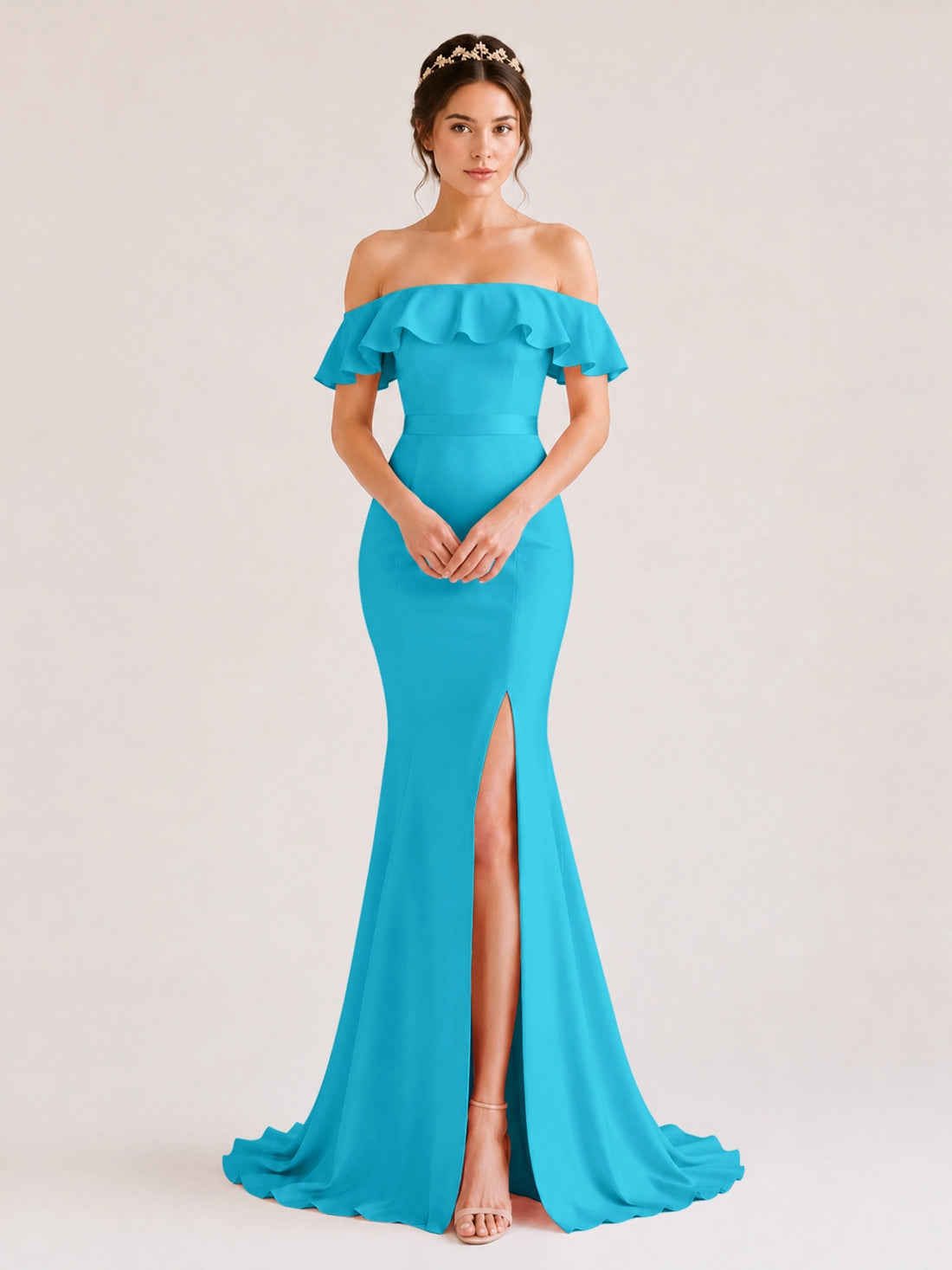 Mermaid Bridesmaid Dress with Ruffle Design 