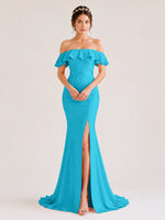 Mermaid Bridesmaid Dress with Ruffle Design 