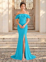 Mermaid Bridesmaid Dress with Ruffle Design 