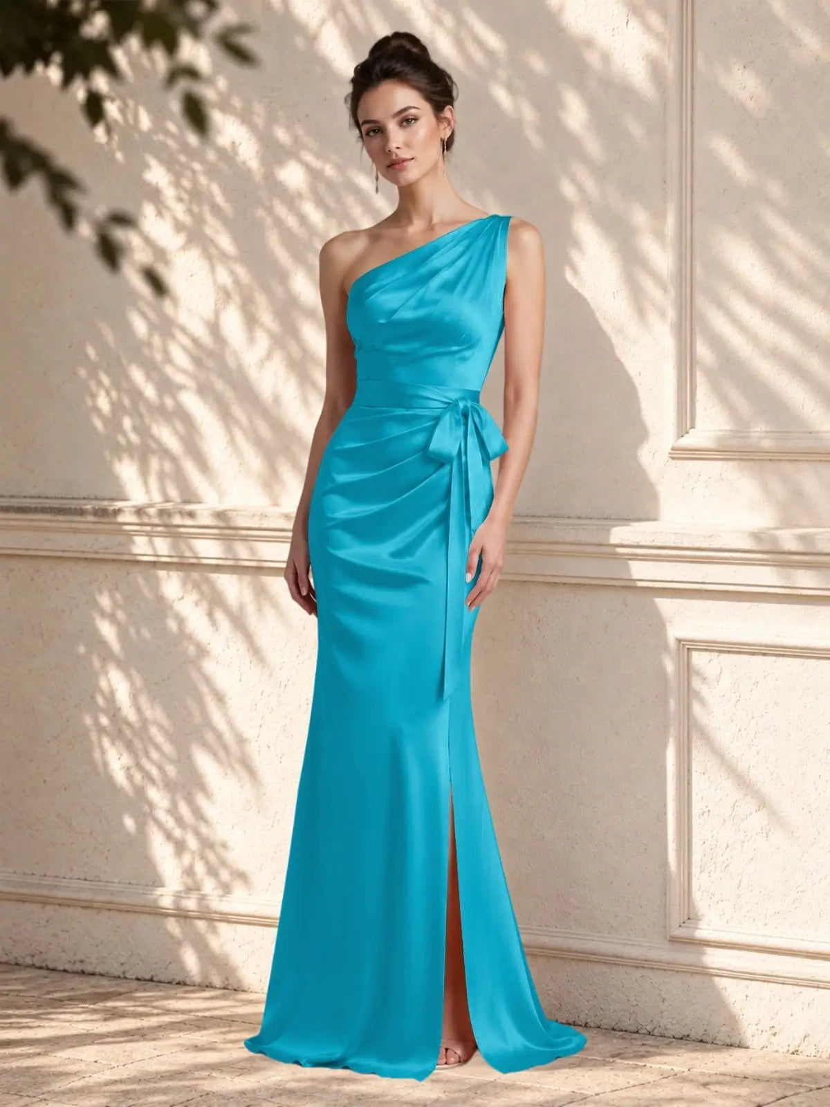 One-Shoulder Bridesmaid Dress with Sash