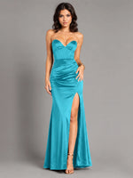 Silk-like Prom Dress with High Slit 