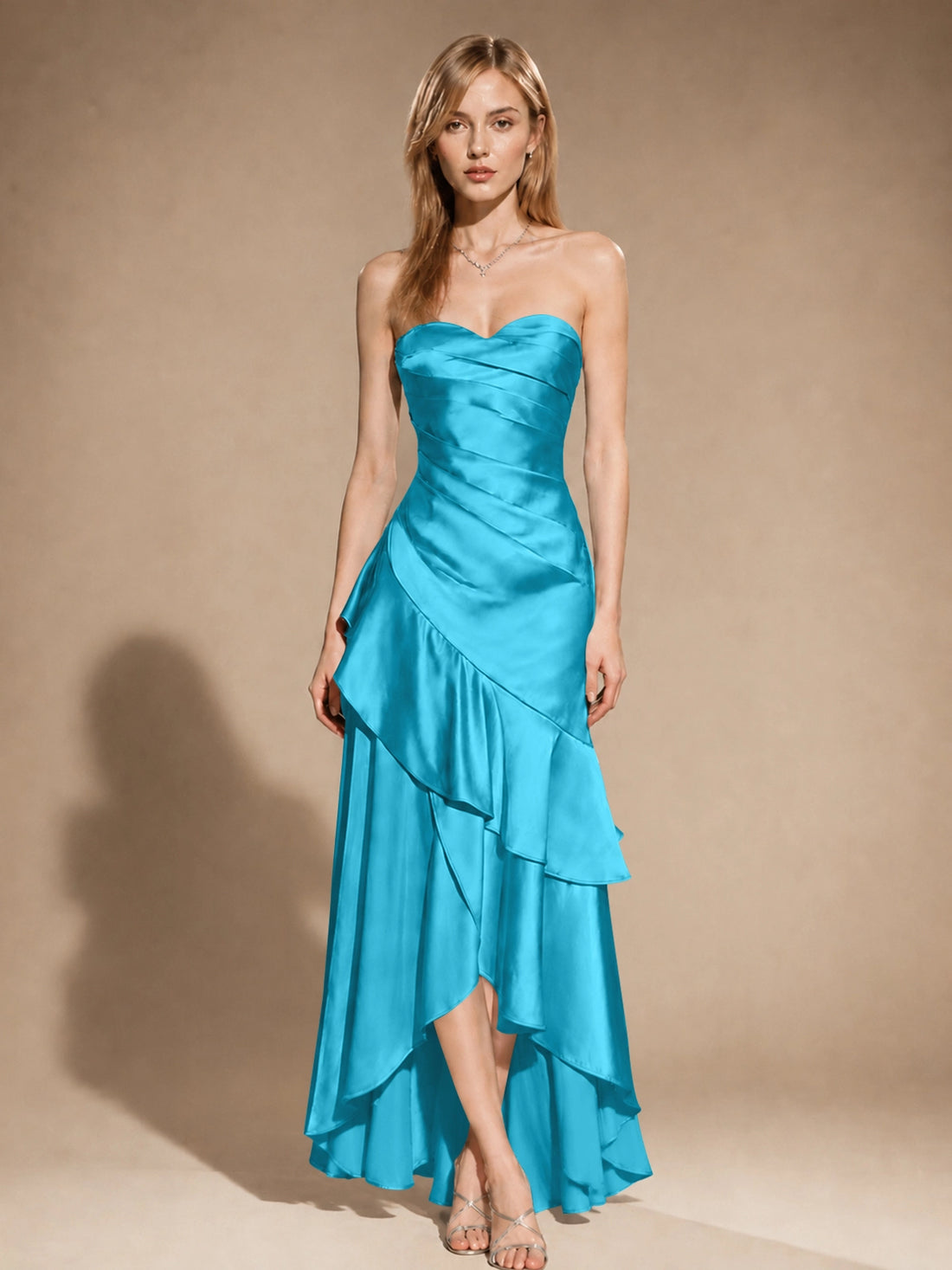 Strapless Prom Dress with Tiered Ruffles 