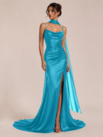 Mermaid Bridesmaid Dress with Neck Scarf 