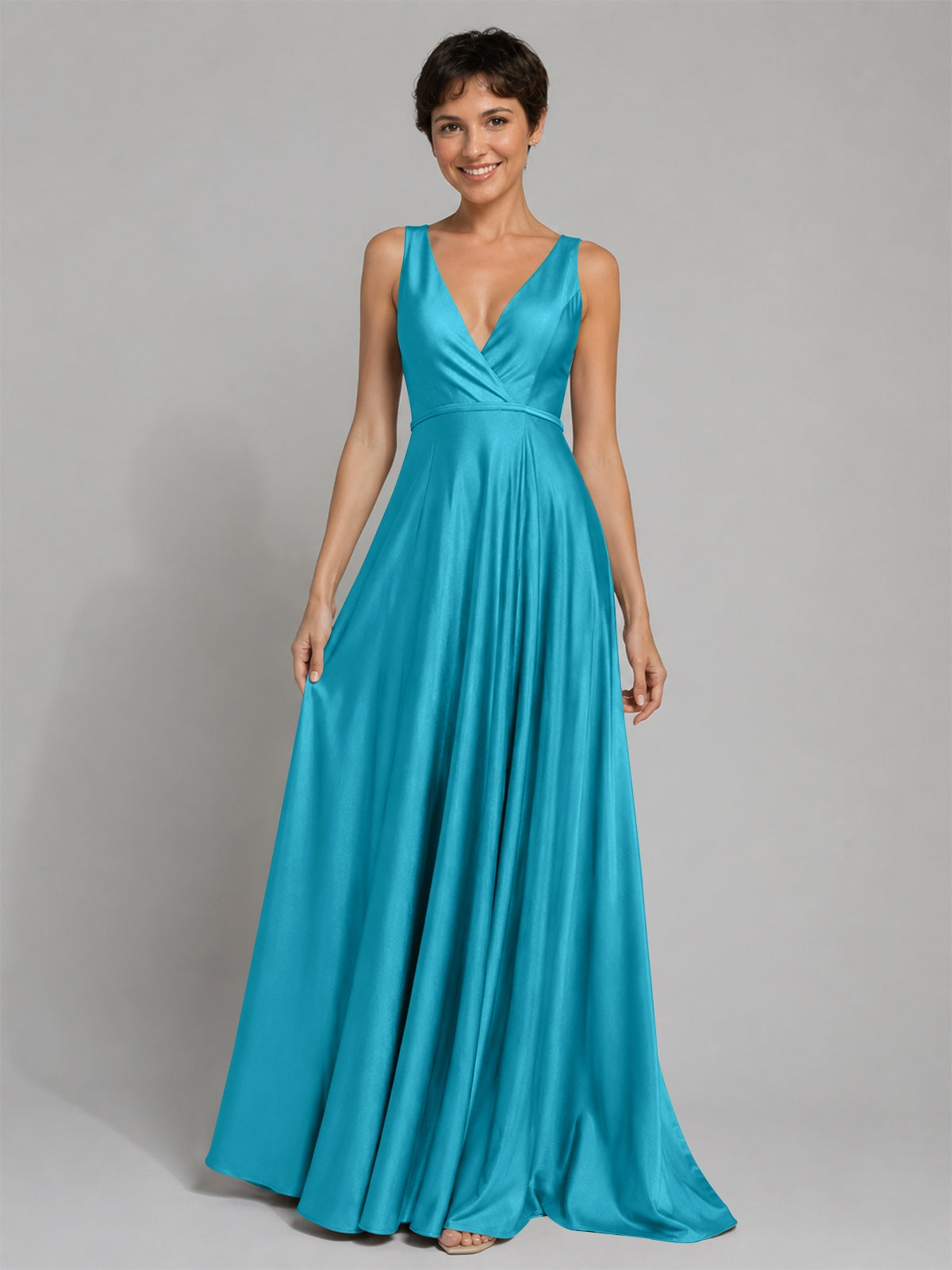 A-line Bridesmaid Dress with Cross-Over Bodice