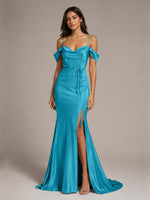 Mermaid Bridesmaid Dress with Tie Waist Sash
