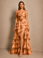 Floral Pattern High-low Dress 