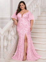 Mermaid Mother of the Bride Dress with V-neck-Plus Size 