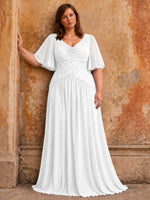 Cowl Neck Mother of the Bride Dress with Applique-Plus Size 
