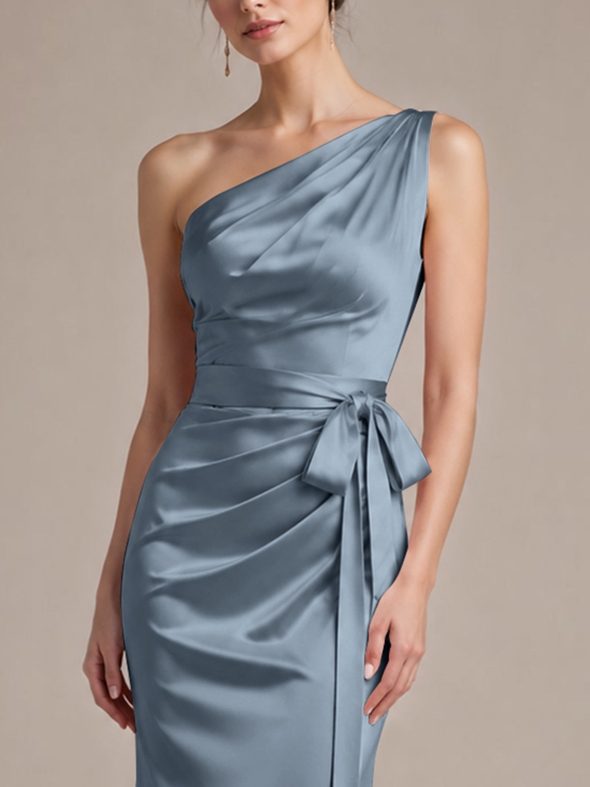 One-Shoulder Bridesmaid Dress with Sash