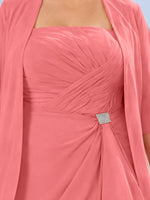Ruched Chiffon Two-Piece Dress Set-Plus Size