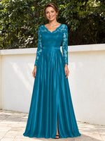 Satin Mother of the Bride Dress with Appliques