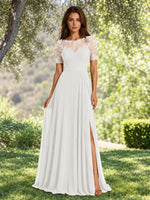 Lace Mother of the Bride Dress with Illusion Neckline 