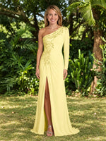 One-Shoulder Mother of the Bride Dress with Appliques