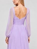 Elegant A-line Bridesmaid Dress with Long Sleeves