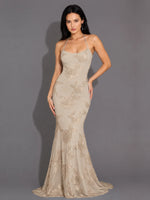 Corded Lace Prom Dress with Sweep Train 
